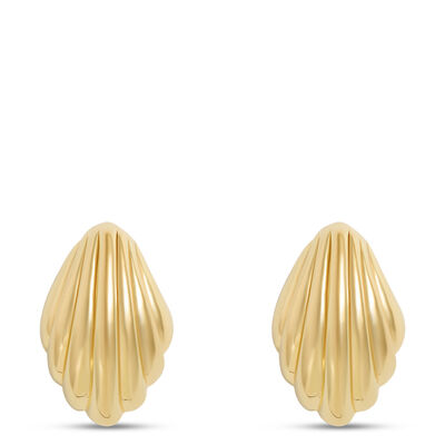 Toscano Fluted Earrings, 14K Yellow Gold