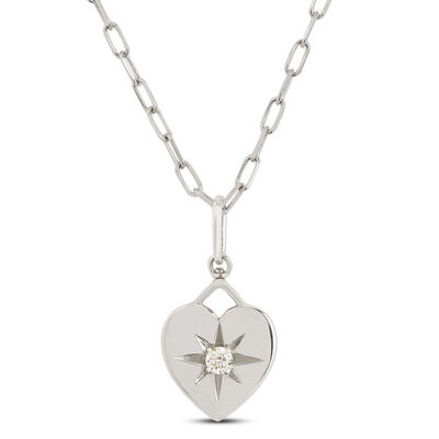 Ikuma Diamond Heart Pendant Necklace, 14K White Gold