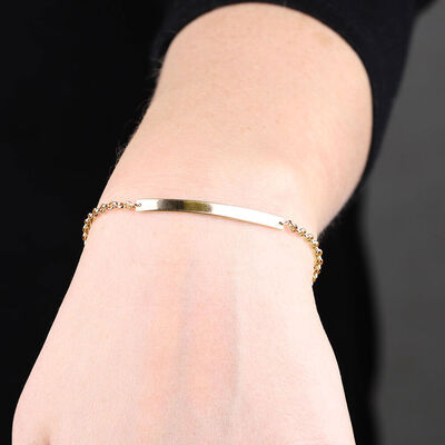 7.5-Inch Engravable Bar Bracelet 14K Yellow Gold