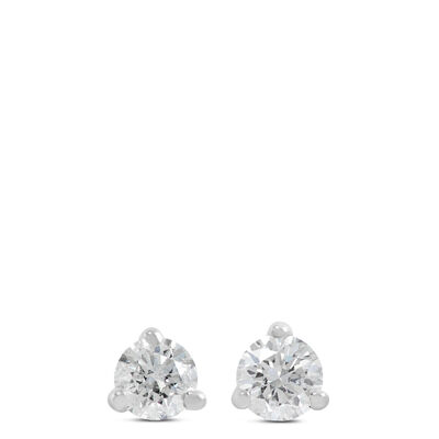 Classic Round Diamond Studs, 1/10 Carat Total Weight, in 14K White Gold