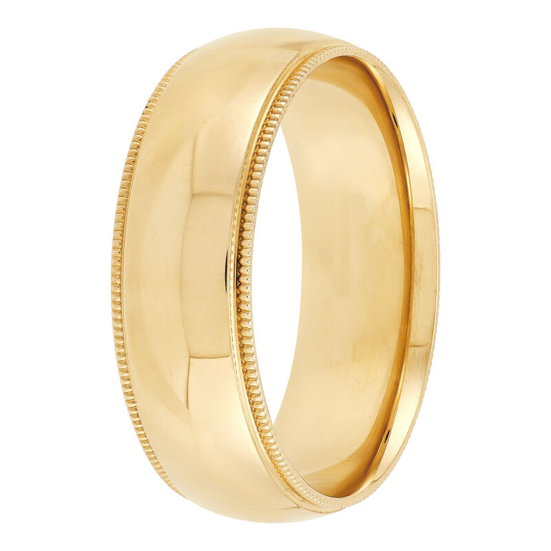 Yellow Gold Polished Milgrain Edge Comfort Fit 7mm Band 18K image number 1