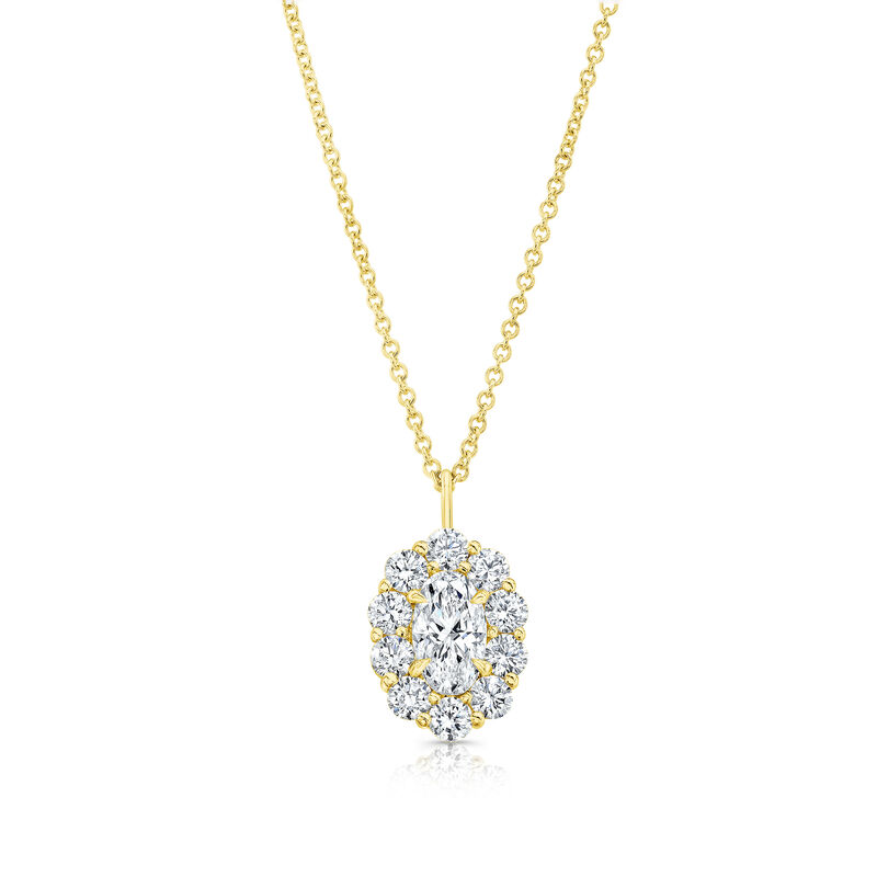 Rahaminov Oval Diamond Halo Necklace, 18K White Gold image number 0