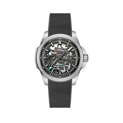 NORQAIN Independence Skeleton Anthracite Dial Watch, 40mm