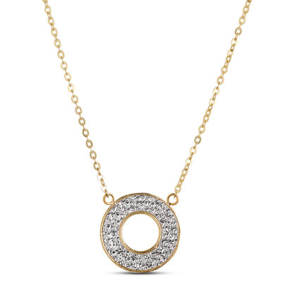 Toscano Diamond Cut Circle Pendant, 14K White and Yellow Gold
