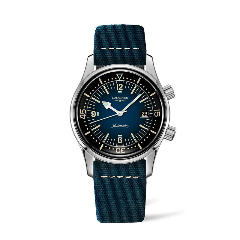 Longines Legend Diver Watch Two-Tone Dial Blue Leather Strap, 42mm image number 0