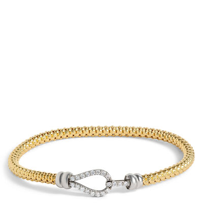 Toscano with Diamonds Stretchy Bracelet, 18K Yellow Gold