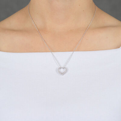 Graduated Diamond Heart Pendant 14K, 1/2 ctw.
