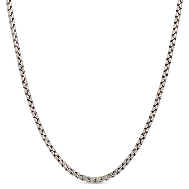 Toscano 24-Inch Half Round Diamond Cut Box Chain 14K White Gold image number 0