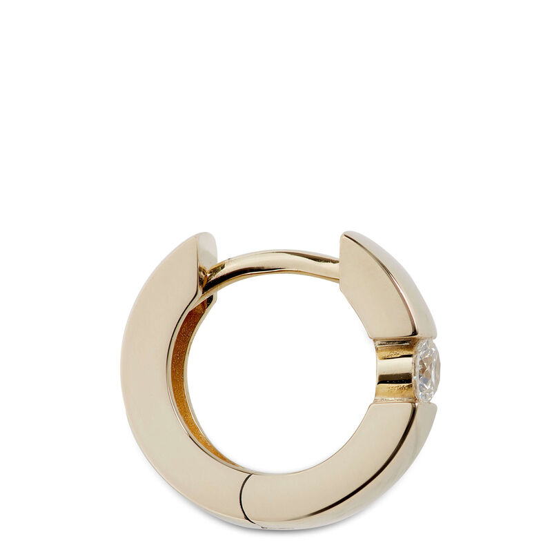 Diamond Huggie Hoop Earrings, 14K Yellow Gold image number 1