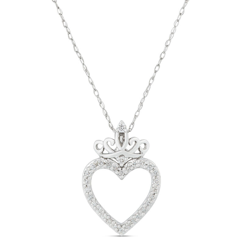 Diamond Heart & Crown Necklace 14K image number 0