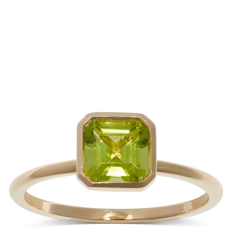 Square Bezel Set Peridot Ring, 14K image number 0