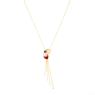 Toscano Enamel and Gold Petal Necklace, 14K Yellow Gold