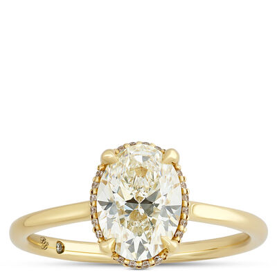 Timeless Bella Ponte Oval Diamond Engagement Ring, 1.67 Carat Weight, 14K Yellow Gold Size 6.5