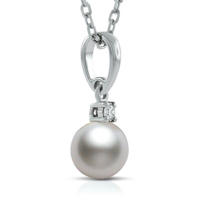 Mikimoto AA Akoya Cultured Pearl & Diamond Pendant 18K, 6mm
