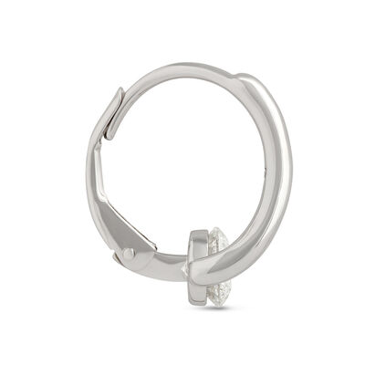 Curved Round Diamond Hoops, 1 Carat Total Weight, 18K White Gold