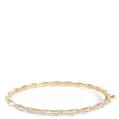 Ben Bridge Signature Hinged Diamond Bangle Bracelet, 18K Yellow Gold