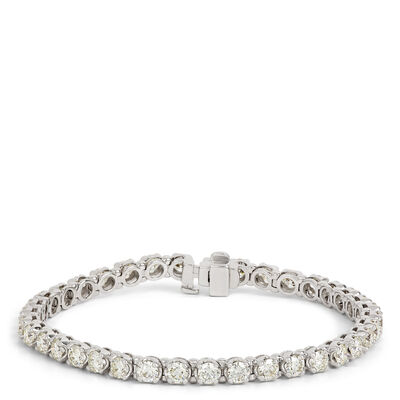 Classic Round Diamond Tennis Bracelet, 7 Carat Total Weight, 14K White Gold