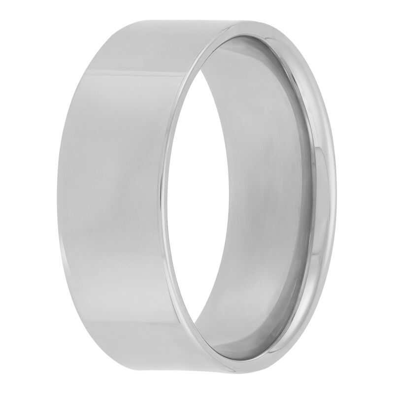 White Gold Polished Pipe Comfort Fit 8mm Band 18K image number 1