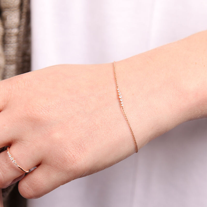 Rose Gold Diamond Station Bracelet 14K image number 1