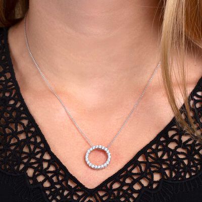 Diamond Circle Pendant 14K, 1 ctw.