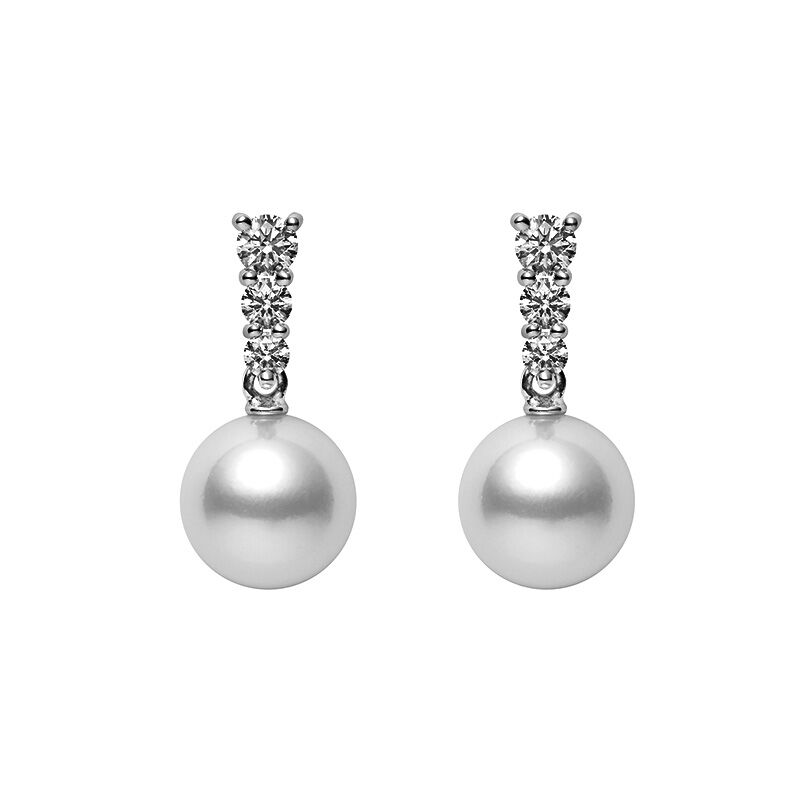 Mikimoto Morning Dew Akoya Cultured Pearl Earrings in 18K White Gold with Diamond image number 0