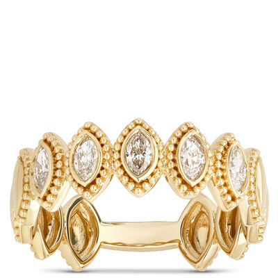 Marquise Diamond Ring, 0.33 Carat Total Weight, 14K Yellow Go