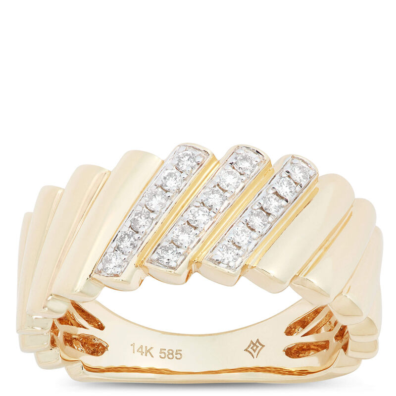 Three-Stripe Diamond Ring, 14K Yellow Gold image number 0