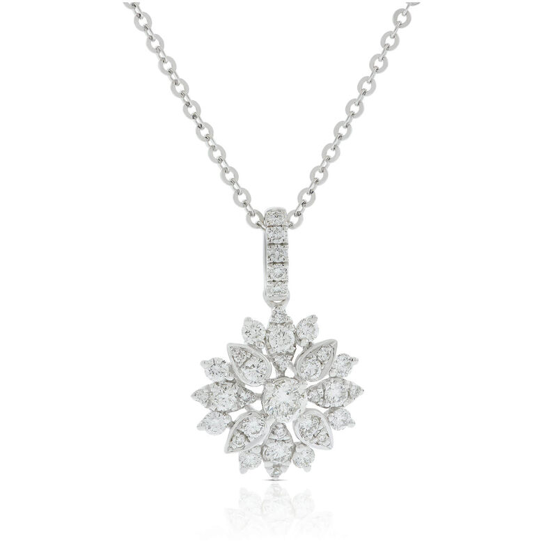 Diamond Floral Burst Necklace 14K image number 0