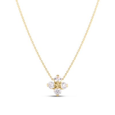 Roberto Coin 18K Yellow Gold Love in Verona Flower Motif Necklace