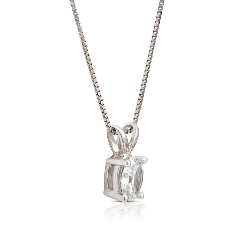 Oval Diamond Pendant, ⅓ Carat Total Weight, 14K White Gold image number 1