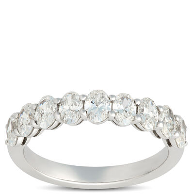 Oval Diamond Anniversary Ring, 1 ⅓ Carat Total Weight, Platinum
