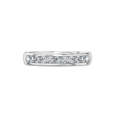 Classic Round Diamond Anniversary Band, &frac12; Carat Total Weight, 14K White Gold
