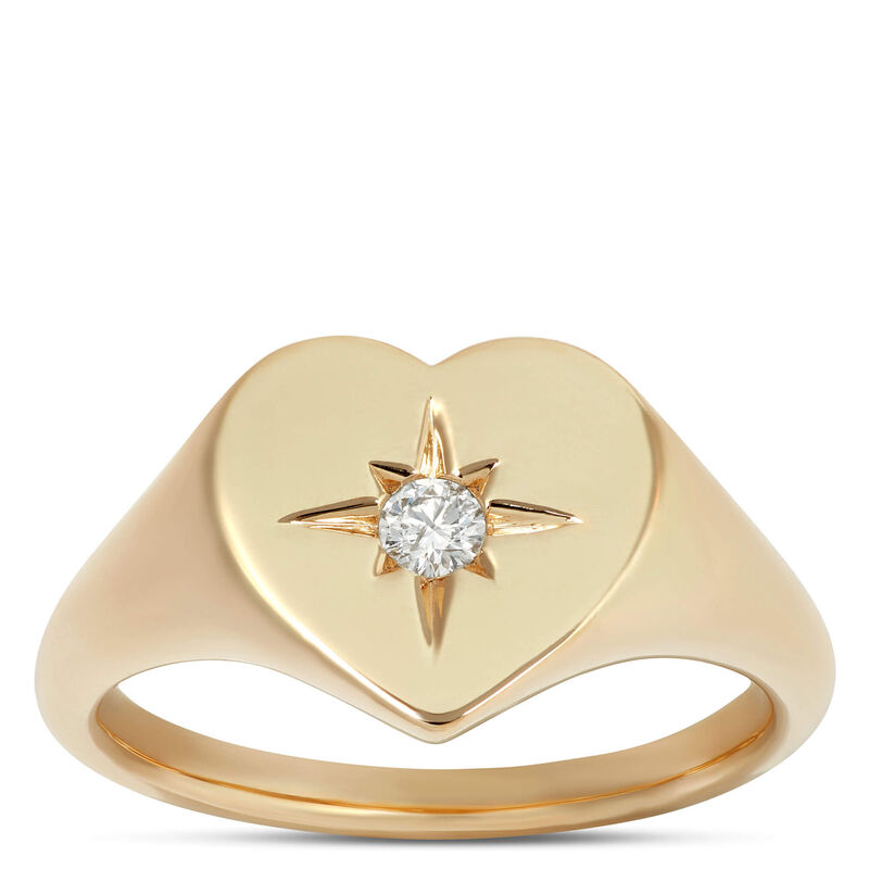 Ikuma Heart-Shaped Diamond Signet Pinky Ring, 14K Yellow Gold image number 0
