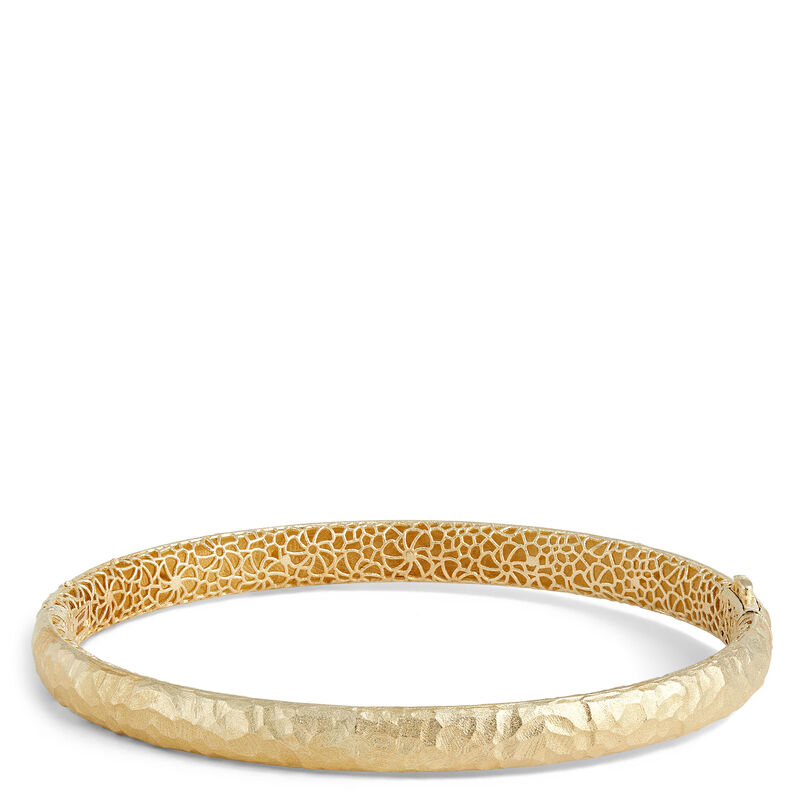 Toscano Hammered Satin Bangle, 14K Yellow Gold image number 0