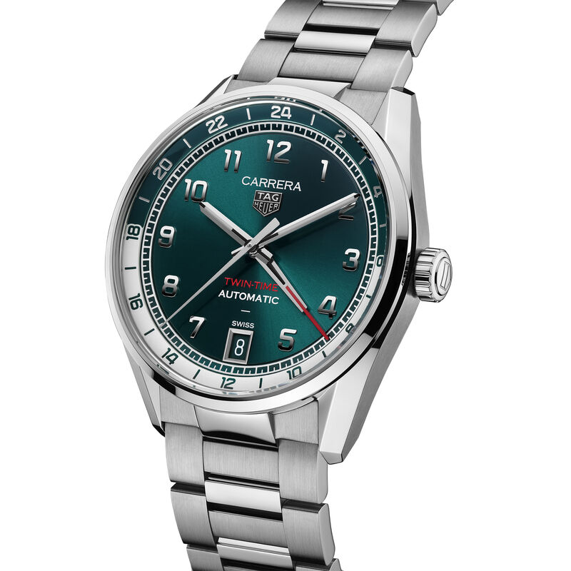TAG Heuer Carrera Date Twin-Time Green Dial Watch, 41mm image number 1