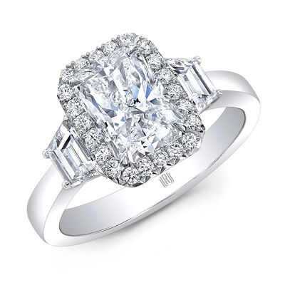Rahaminov Radiant Diamond Engagement Ring, 18K White Gold