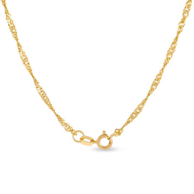 Classic 18-Inch Singapore Chain Necklace, 14K Yellow Gold