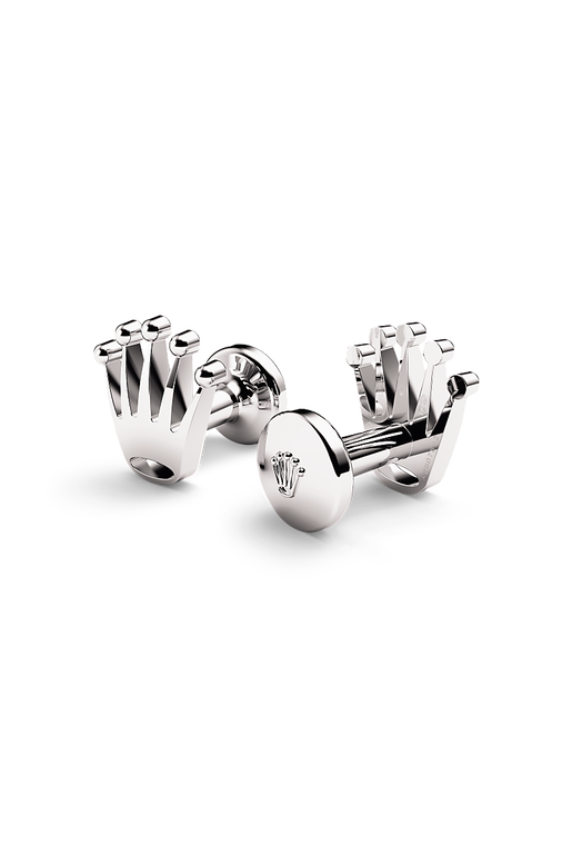Rolex Crown cufflinks, 18 kt white gold, A1019