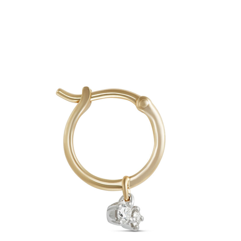 10MM Diamond Dangle Hoop Earrings, 14K Yellow Gold image number 1