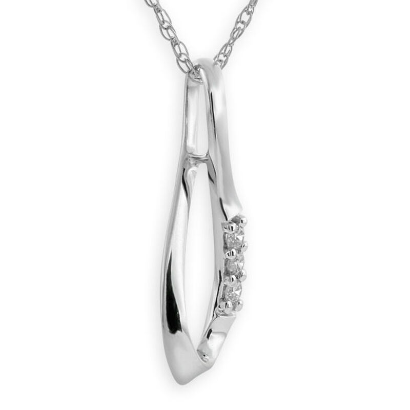Diamond Open Pear Pendant 14K image number 1
