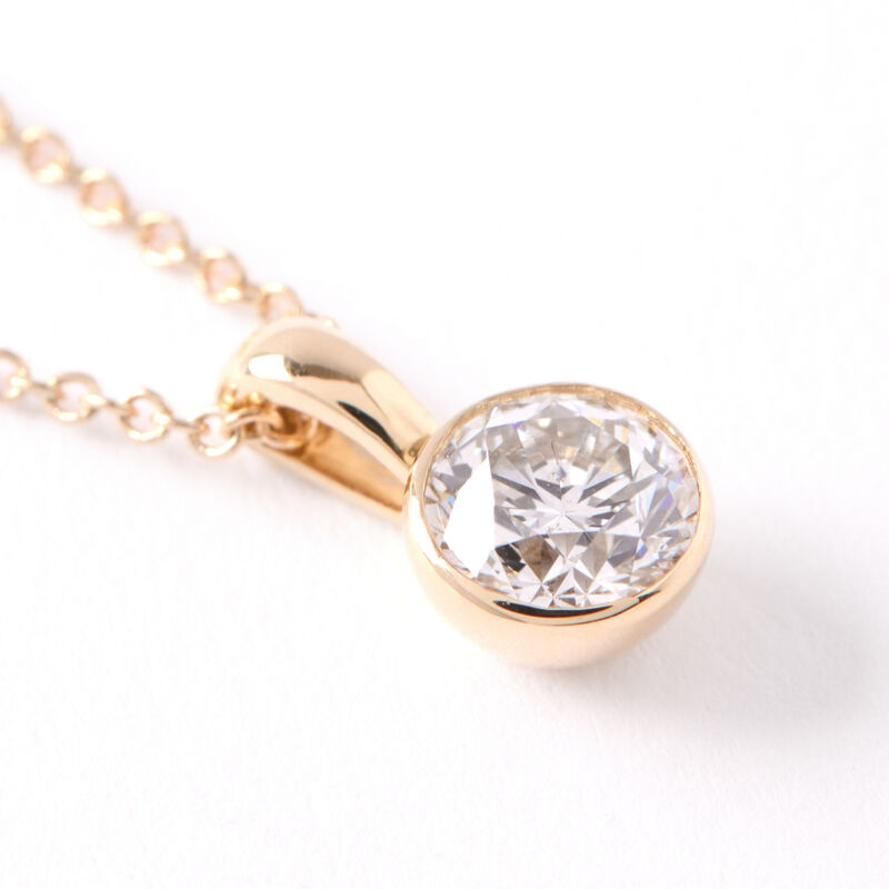 Classic Round Diamond Invisible Bezel Pendant, &frac12; Carat Total Weight, 14K Yellow Gold image number 1