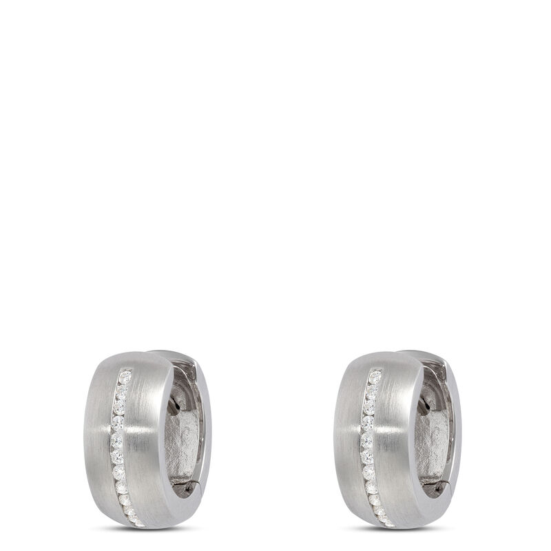 15.8MM Diamond Hoops, Sterling Silver image number 0