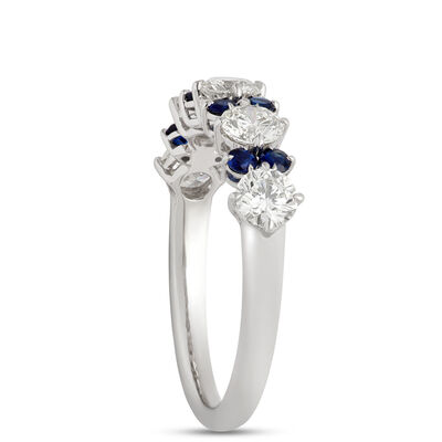Round Diamond and Sapphire Ring, ⅖ Carat Total Weight, 18K White Gold