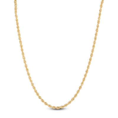 Bold 18-Inch Hollow Rope Link Necklace, 14K Yellow Gold
