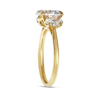 Oval Diamond Engagement Ring, 3 Carat Total Weight, 18K Yellow Gold