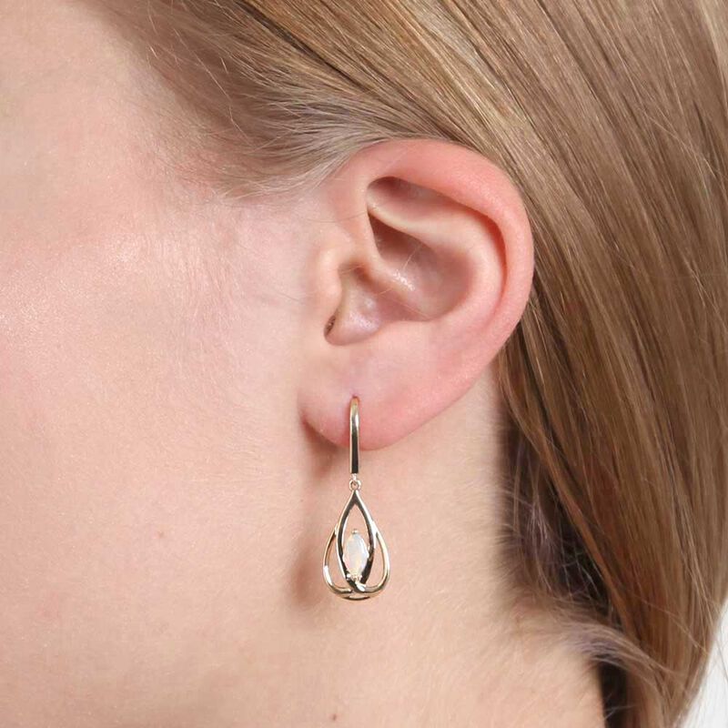 Opal Open Pear Drop Earrings 14K image number 1