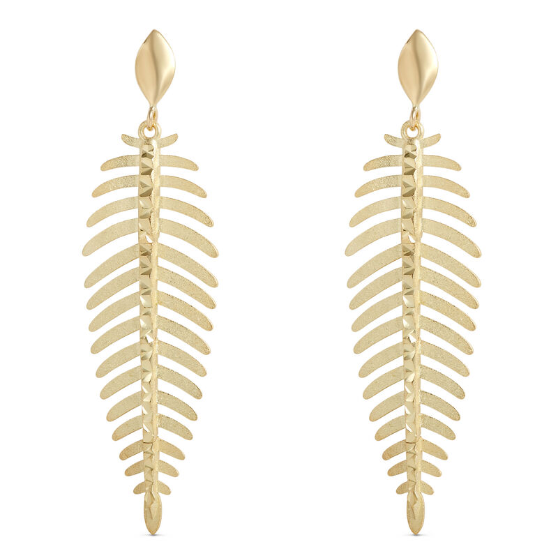 Toscano Ribbed Leaf Earrings, 14K Yellow Gold image number 0