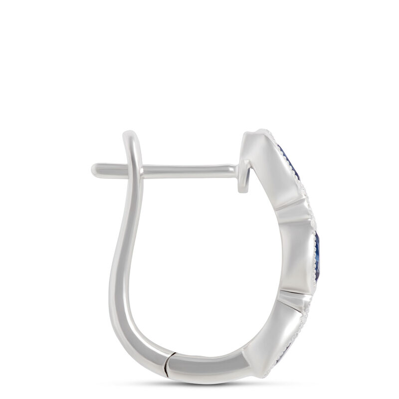 16MM Sapphire & Diamond Hoop Earrings 14K image number 1