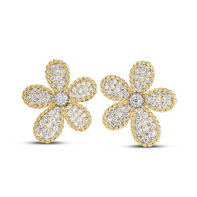 Roberto Coin 18K Yellow and White Jasmine Flower Stud Earrings