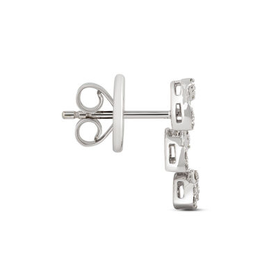 Baguette and Round Diamond Studs, 0.44 Carat Total Weight, 14K White Gold